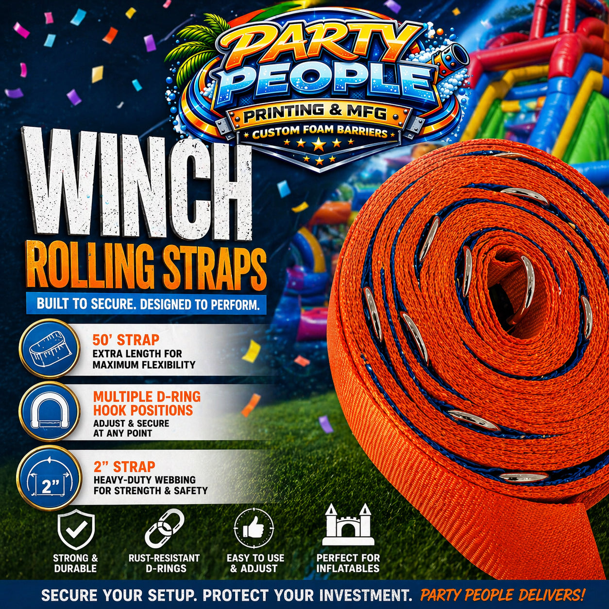INFLATABLE WINCH ROLLING STRAPS